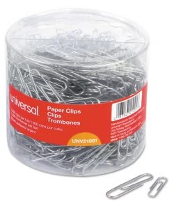 Universal UNV21001 Plastic-Coated Paper Clips - Assorted Sizes, Silver (1000/Pack)