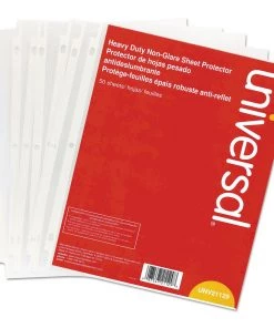 Universal UNV21129 Top-Load Heavy Gauge Non-Glare Poly Sheet Protectors - Clear (50/Pack)