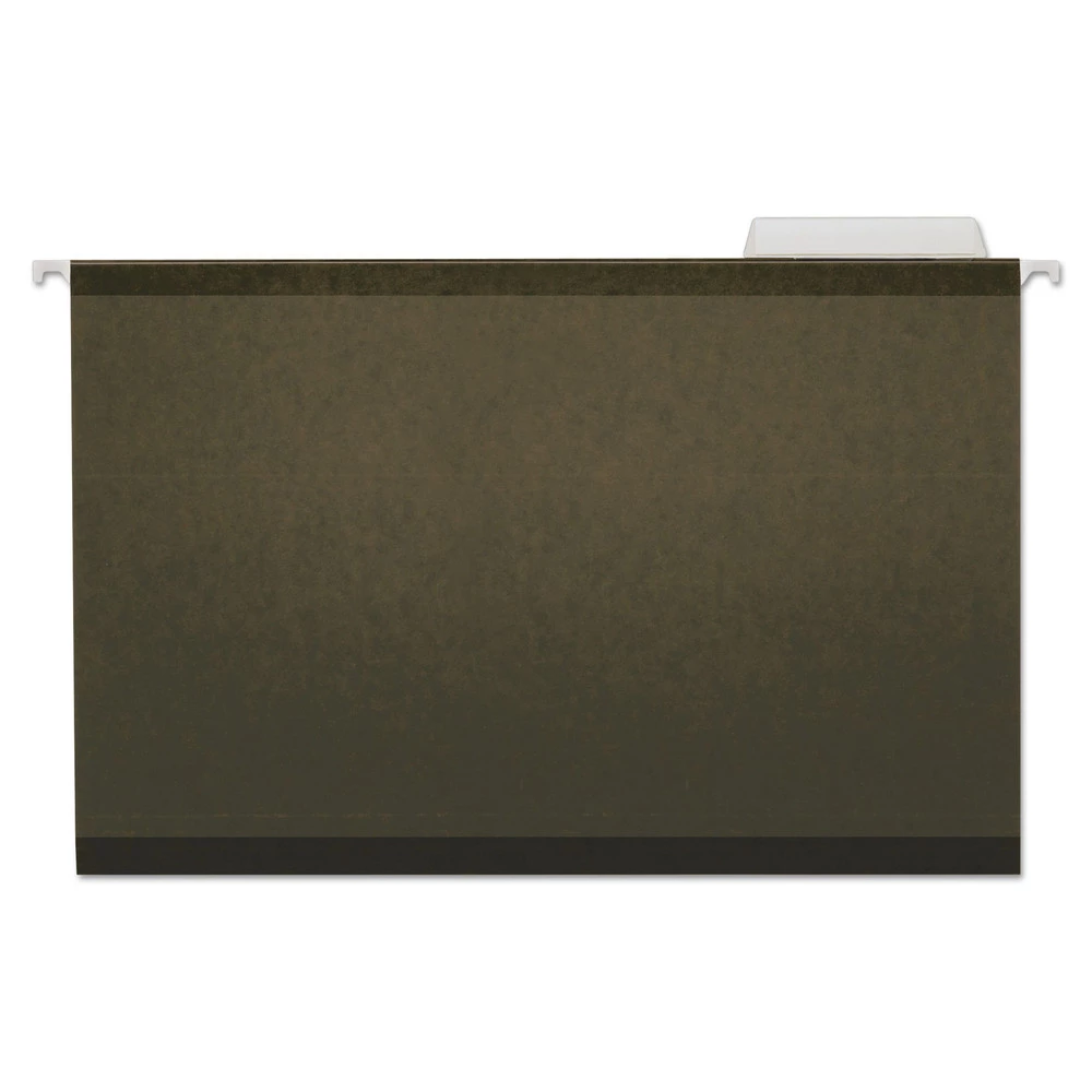 Universal UNV24213 1/3-Cut Tab, Deluxe Reinforced Recycled Hanging File Folders - Legal Size, Standard Green (25/Box)