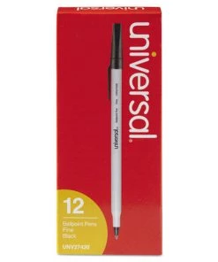 Universal UNV27420 Fine 0.7mm Stick Ballpoint Pen - Black (1 Dozen)