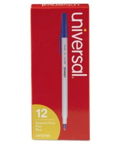 Universal UNV27421 Fine 0.7mm Ballpoint Pens - Blue (1 Dozen)
