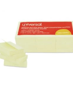 Universal UNV28062 100-Sheet Recycled 1-1/2 In. X 2 In. Self-Stick Note Pads - Yellow (12/Pack)