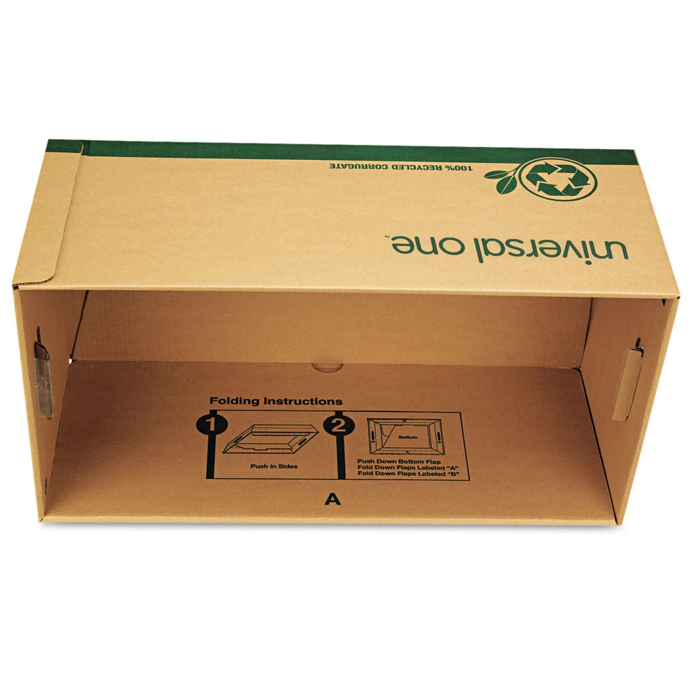 Universal 9523301 Recycled Heavy-Duty Record Storage Box - Letter, Kraft/Green (12/Carton) - Image 5