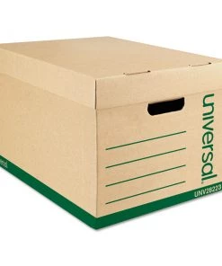 Universal 9523101 Letter/Legal Files, Recycled Medium-Duty Record Storage Box - Kraft/Green (12/Carton)