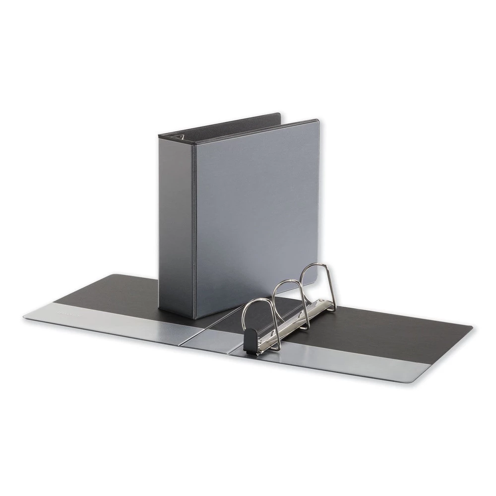 Universal UNV30751 3 Ring 3 In. Capacity Deluxe Easy-to-Open D-Ring View Binder - Black - Image 2