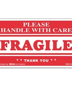 Universal UNV308383 Printed Message Self-Adhesive 3 In. X 5 In. 'FRAGILE Handle With Care' Shipping Labels - Red/Clear (500-Piece/Roll)