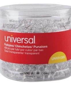 Universal UNV31306 3/8 In. Plastic Push Pins - Clear (400/Pack)