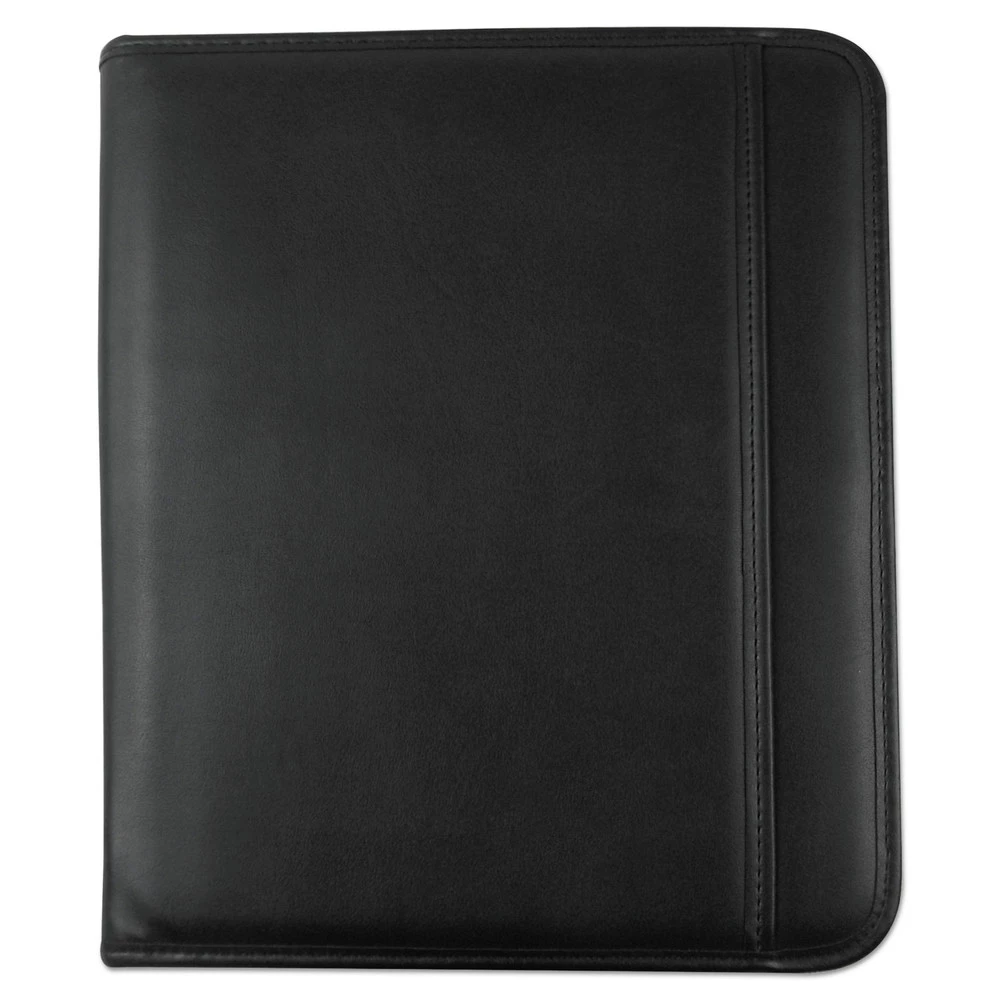 Universal UNV32665 10-3/4 In. X 13-1/8 In., Leather Textured Zippered PadFolio With Tablet Pocket - Black - Image 3