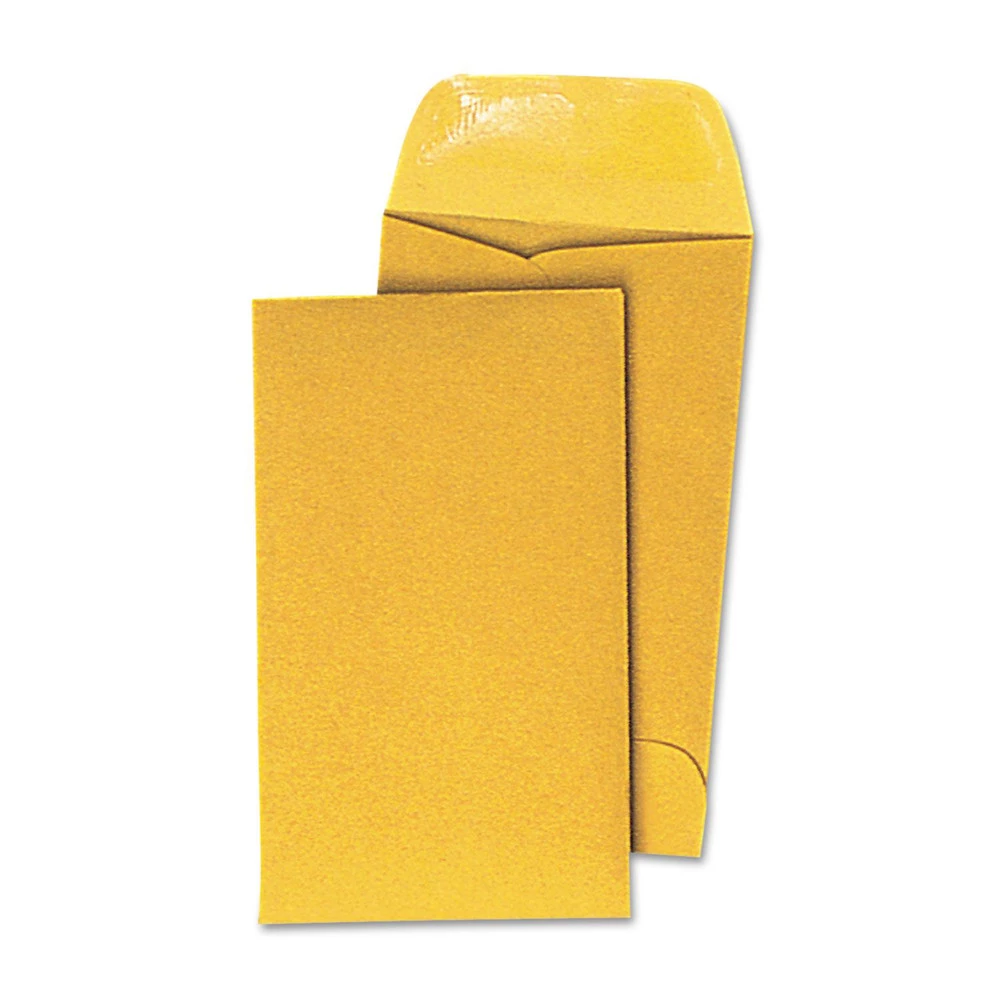 Universal UNV35301 #3 Round Flap Gummed Closure 2.5 In. X 4.25 In. Coin Envelopes - Light Brown Kraft (500-Piece/Box)
