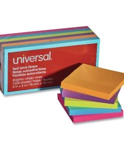 Universal UNV35610 100-Sheet 3 In. X 3 In. Self-Stick Note Pads - Assorted Bright Colors (12-Piece/Pack)