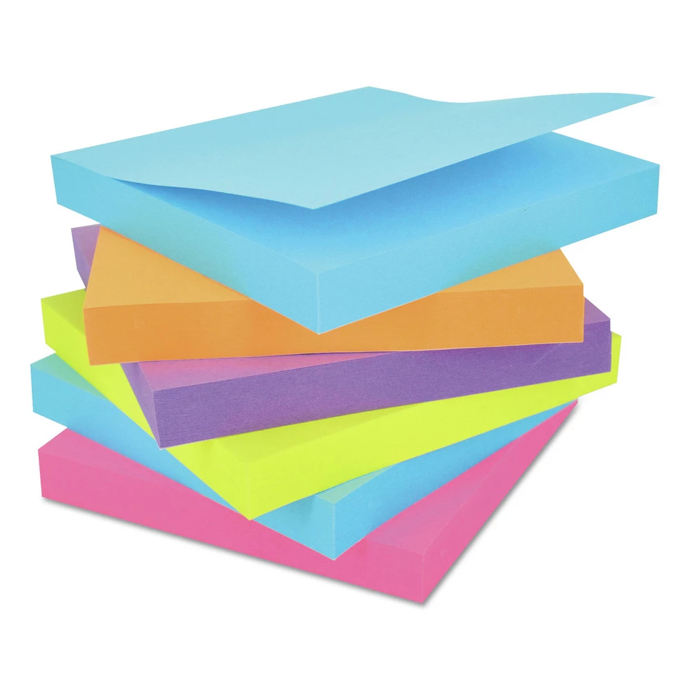 Universal UNV35610 100-Sheet 3 In. X 3 In. Self-Stick Note Pads - Assorted Bright Colors (12-Piece/Pack) - Image 3