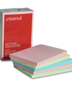 Universal UNV35616 100-Sheet Lined 4 In. X 6 In. Self-Stick Note Pads - Assorted Pastel Colors (5-Piece/Pack)