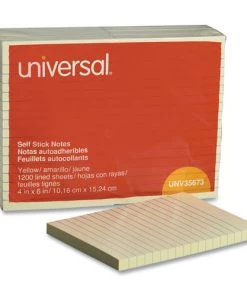 Universal UNV35673 4 In. X 6 In. Lined Self-Stick Note Pads - Yellow (100 Sheet/Pad 12/Pack)