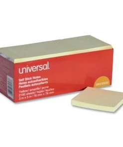 Universal UNV35693 3 In. X 3 In. Self-Stick Note Pads - Yellow (90-Sheet/Pad, 24/Pack)