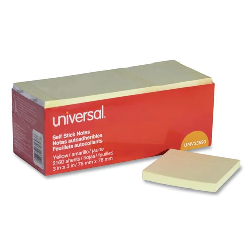 Universal UNV35693 3 In. X 3 In. Self-Stick Note Pads - Yellow (90-Sheet/Pad, 24/Pack)