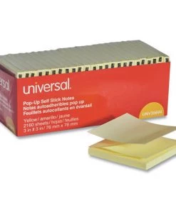 Universal UNV35694 3 In. X 3 In. 90-Sheet, Fan-Folded Self-Stick Pop-Up Note Pads - Yellow (24/Pack)
