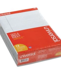 Universal UNV35880 8.5 In. X 11 In. 50 Sheets, Wide/Legal Rule, Colored Perforated Writing Pads - Blue (1 Dozen)