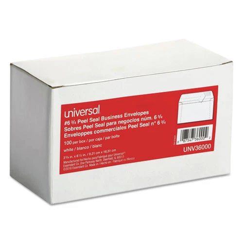 Universal UNV36000 3.63 In. X 6.5 In. Gummed Closure Square Flap Business Envelopes - White (100/Box) - Image 2