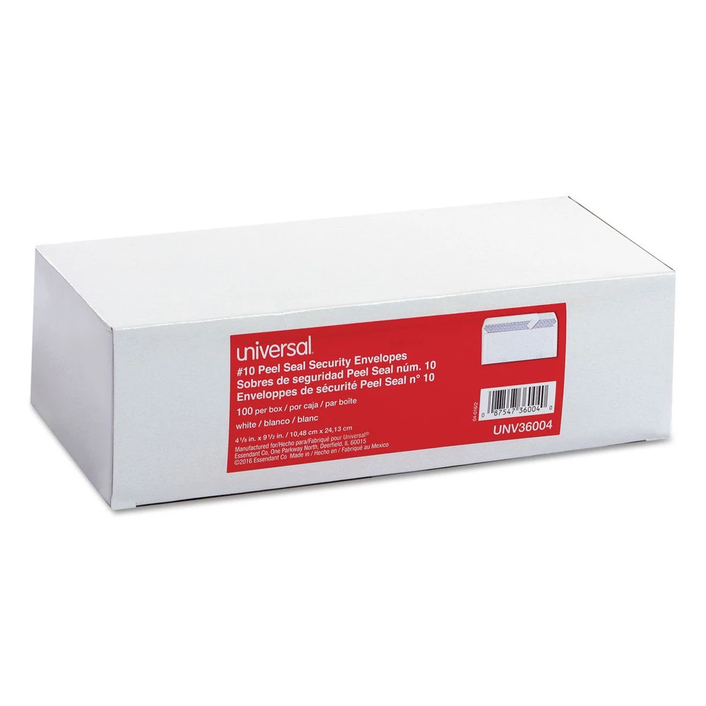 Universal UNV36004 4.13 In. X 9.5 In. Self-Adhesive Seal Strip Business Envelopes - White (100/Box) - Image 2