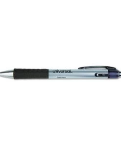 Universal 39720 1 Dozen Medium 0.7 Mm Black Ink Silver Barrel Comfort Grip Retractable Gel Pens