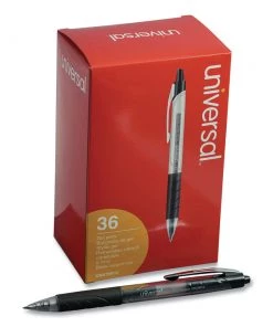 Universal UNV39910 Medium 0.7 Mm, Retractable, Comfort Grip Gel Pen - Black Ink/Clear (36/Pack)