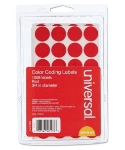 Universal UNV40103 28/Sheet 0.75 In. Self-adhesive Removable Color-Coding Labels - Red (36 Sheets/Pack)