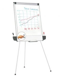 Universal UNV43031 29 In. X 41 In. Tripod-Style Dry Erase Easel - White/Silver