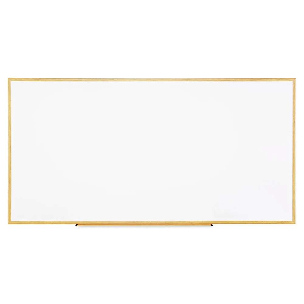 Universal UNV43620 96 In. X 48 In. Melamine, Oak-Finished Frame, Dry-Erase Board - White
