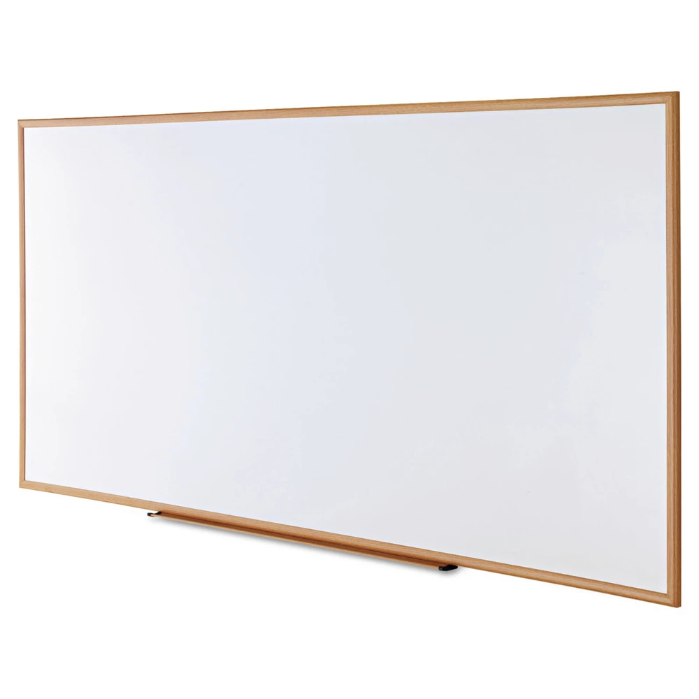 Universal UNV43620 96 In. X 48 In. Melamine, Oak-Finished Frame, Dry-Erase Board - White - Image 3