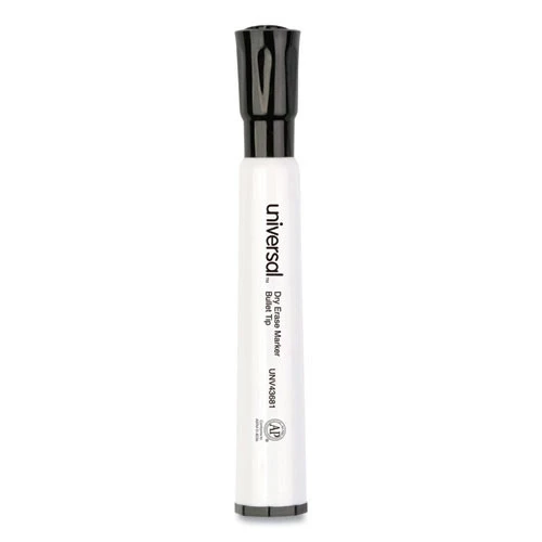 Universal UNV43681 Medium Bullet Tip Dry Erase Marker - Black (12-Piece) - Image 2