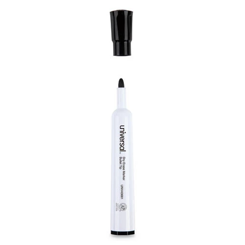 Universal UNV43681 Medium Bullet Tip Dry Erase Marker - Black (12-Piece) - Image 3