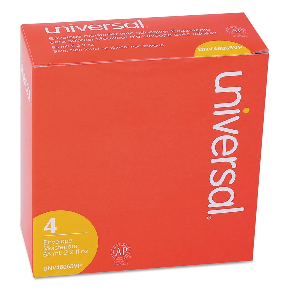 Universal UNV46065VP 2.2 Oz. Envelope Moistener With Adhesive Bottle - Clear (4/Pack) - Image 5