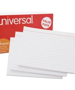 Universal UNV47255 Ruled 5 In. X 8 In. Index Cards - White (500-Piece/Pack)
