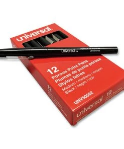 Universal UNV50502 Porous Point Medium 0.7mm Pen - Black (1-Dozen)