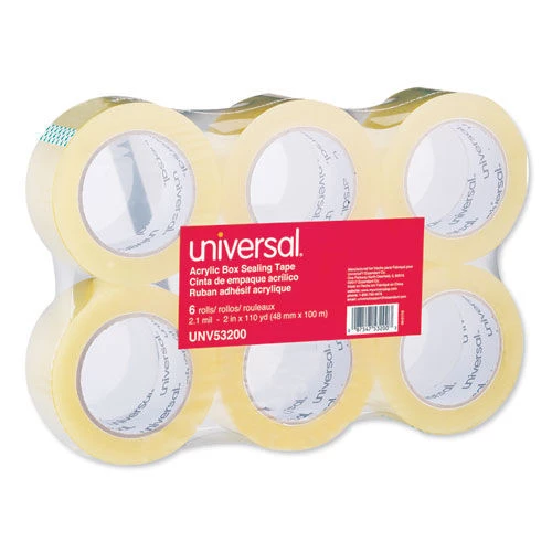 Universal UNV53200 3 In. Core 1.88 In. X 110 Yards Deluxe General-Purpose Acrylic Box Sealing Tape - Clear (6/Pack)