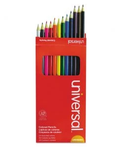 Universal UNV55324 Woodcase 3mm Colored Pencils - Assorted Colors (24-Piece/Pack)
