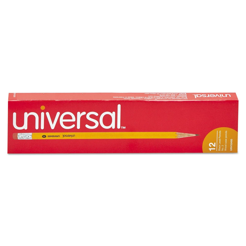 Universal UNV55400 HB (#2), Woodcase Pencil - Black Lead/Yellow Barrel (1-Dozen) - Image 2