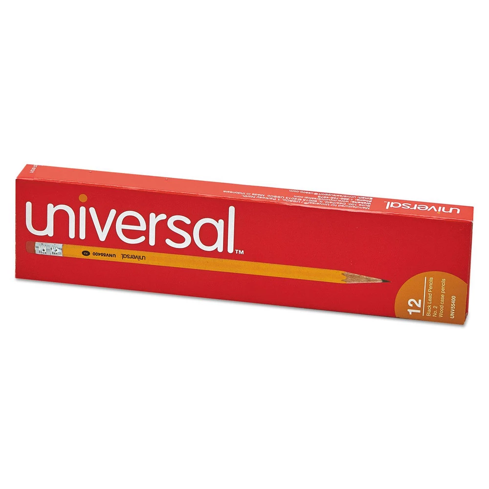Universal UNV55400 HB (#2), Woodcase Pencil - Black Lead/Yellow Barrel (1-Dozen) - Image 4