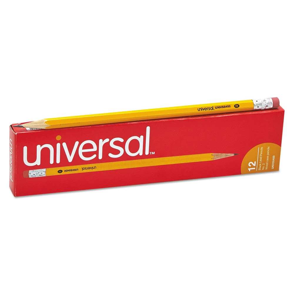 Universal UNV55400 HB (#2), Woodcase Pencil - Black Lead/Yellow Barrel (1-Dozen) - Image 5