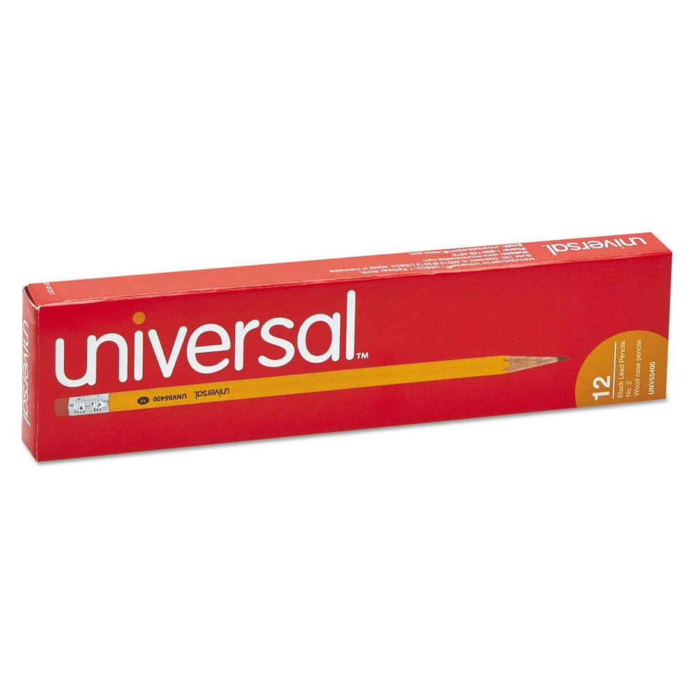 Universal UNV55400 HB (#2), Woodcase Pencil - Black Lead/Yellow Barrel (1-Dozen) - Image 6
