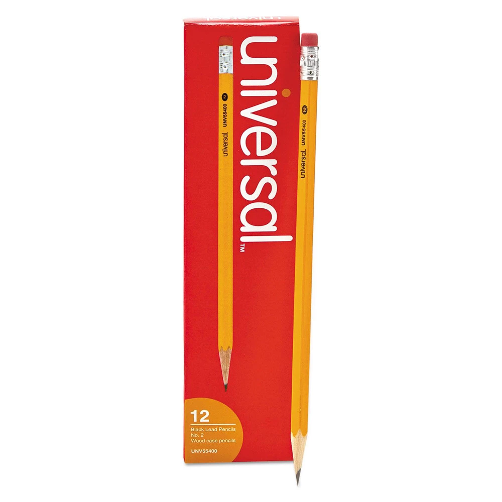 Universal UNV55400 HB (#2), Woodcase Pencil - Black Lead/Yellow Barrel (1-Dozen) - Image 7