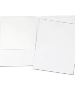 Universal UNV56417 Laminated Cardboard Paper 2-Pocket 11 In. X 8-1/2 In. Portfolios - White (25/Pack)