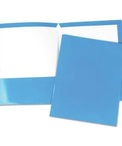 Universal UNV56419 11 In. X 8.5 In. Cardboard Paper, Laminated Two-Pocket Folder - Blue (25/Pack)