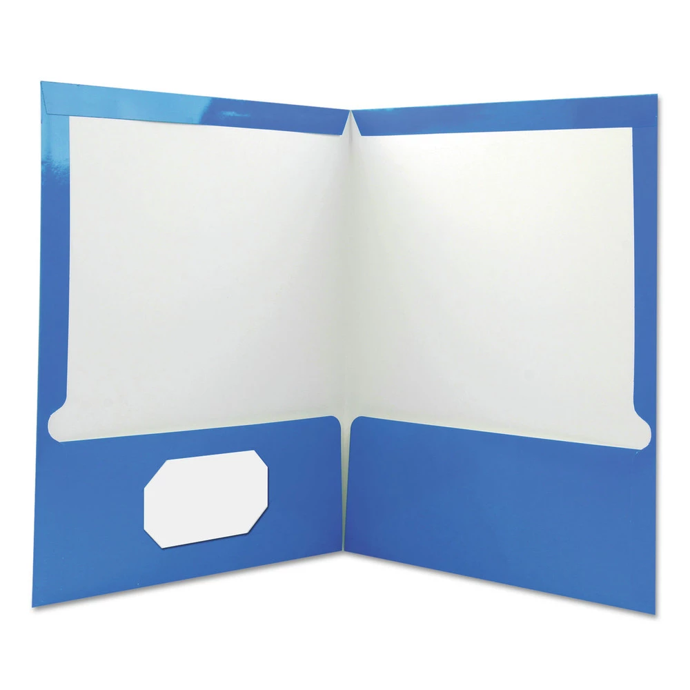 Universal UNV56419 11 In. X 8.5 In. Cardboard Paper, Laminated Two-Pocket Folder - Blue (25/Pack) - Image 2