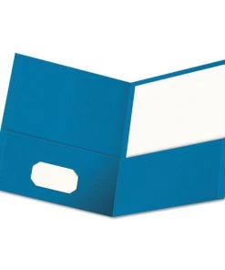 Universal UNV56601EE Embossed Leather Grain Paper, Two-Pocket Portfolio - Light Blue (25/Box)