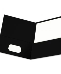 Universal UNV56616 Embossed Leather Grain Paper, Two-Pocket Portfolio - Black (25/Box)