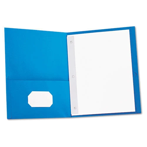 Universal UNV57115 11 In. X 8-1/2 In., Two-Pocket Portfolios With Tang Fasteners - Light Blue (25/Box)