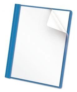 Universal UNV57121 Letter Size Tang Fastener Clear Front Report Cover - Light Blue (25/Box)