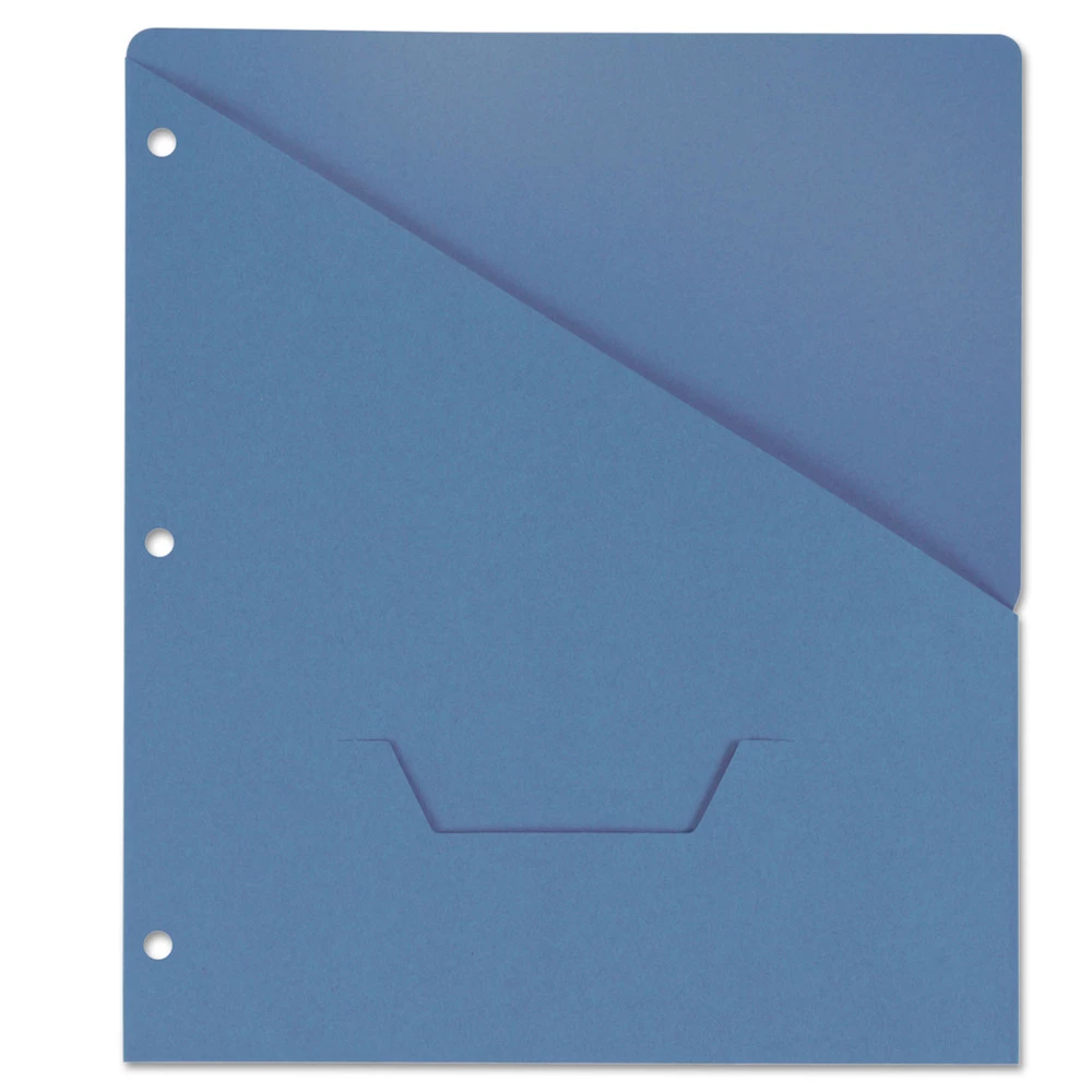 Universal UNV61681T 11 Pt. Jacket, Slash-Cut Pockets For Three-Ring Binders - Blue (10/Pack)