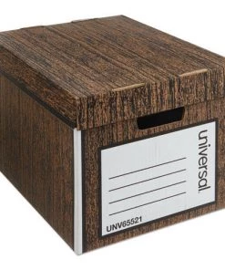 Universal 6552101 Heavy-Duty Easy Assembly Letter/Legal File Storage Box - Woodgrain (12/Carton)